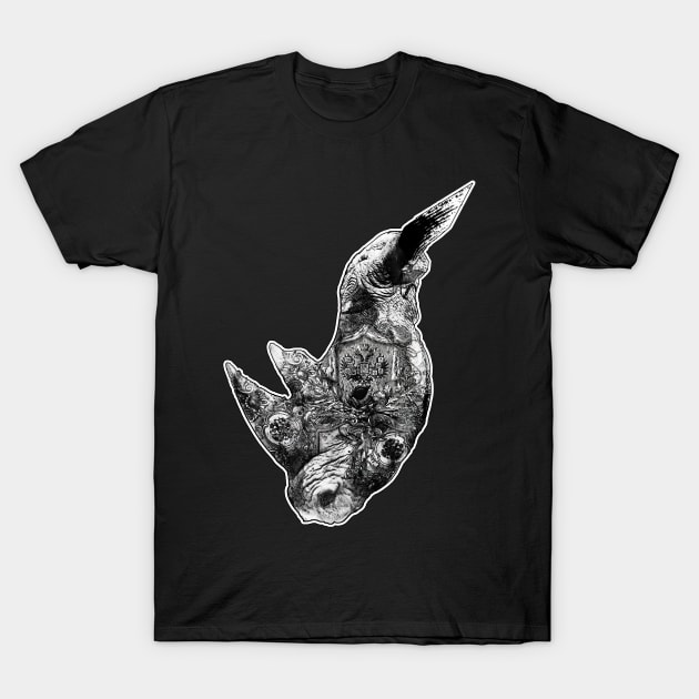 Rhino Black and White Money Texture T-Shirt by Glass Table Designs